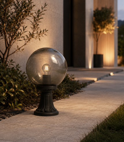 Borne de jardin Minilot G300 Classic noire E27 fumée