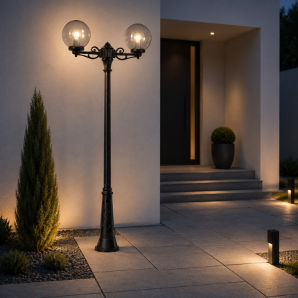 Poteau extérieur 230cm Ricu G300 Classic noir LED 11 W