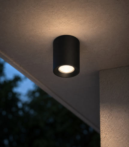 Spot apparent étanche Livia noir GU10 LED 4,8 W