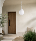Suspension extérieure Sichem G300 Classic blanche E27 opale